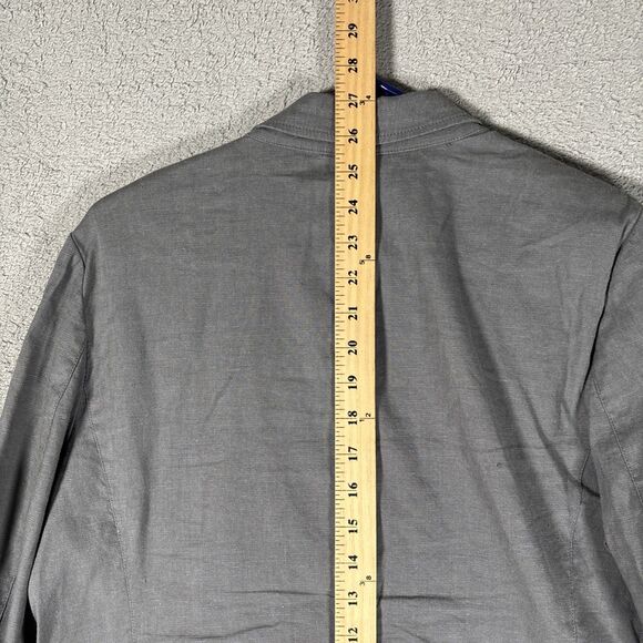 J Jill Linen Blend Blazer Women’s Size M Petite Gray Unlined Stretch Lagenlook - Picture 16 of 16